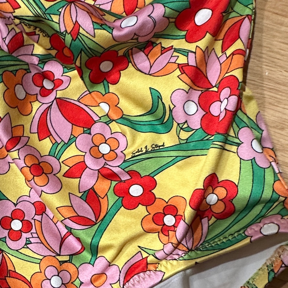 Solid & Striped Yellow Multi Floral Ruched One-Pi… - image 7